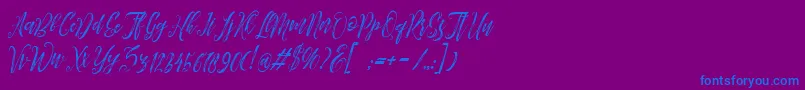 Arthands Font – Blue Fonts on Purple Background