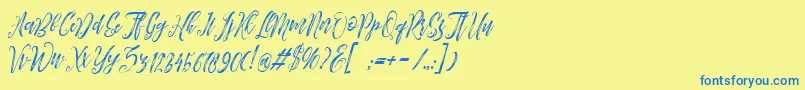Шрифт Arthands – синие шрифты на жёлтом фоне