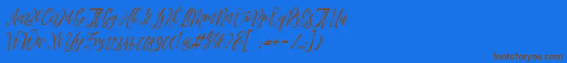 Arthands-Schriftart – Braune Schriften auf blauem Hintergrund