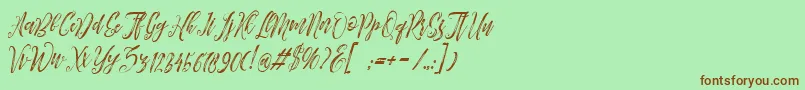 Шрифт Arthands – коричневые шрифты на зелёном фоне