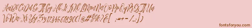 Arthands-Schriftart – Braune Schriften auf rosa Hintergrund