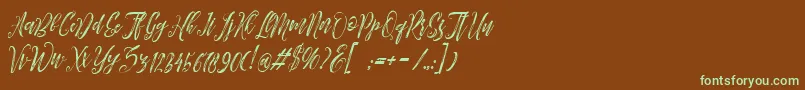 Arthands-fontti – vihreät fontit ruskealla taustalla