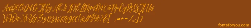 Arthands-Schriftart – Orangefarbene Schriften auf braunem Hintergrund