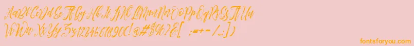 フォントArthands – オレンジの文字がピンクの背景にあります。