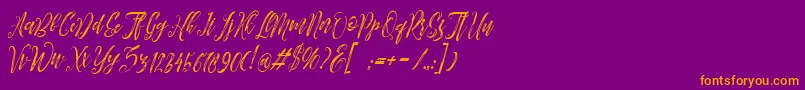 Arthands-Schriftart – Orangefarbene Schriften auf violettem Hintergrund