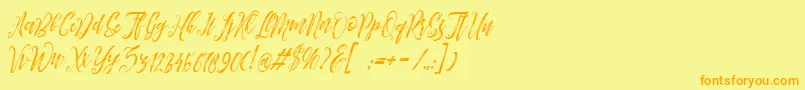 フォントArthands – オレンジの文字が黄色の背景にあります。