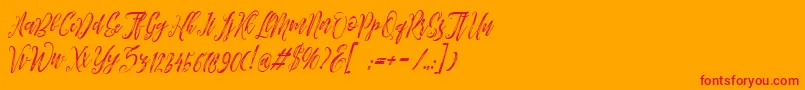 Arthands-Schriftart – Rote Schriften auf orangefarbenem Hintergrund