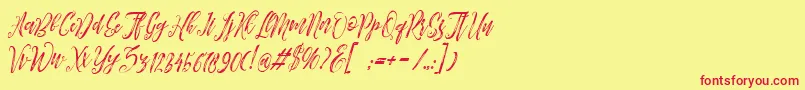 Arthands-Schriftart – Rote Schriften auf gelbem Hintergrund