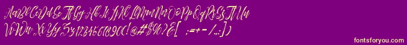 Arthands Font – Yellow Fonts on Purple Background