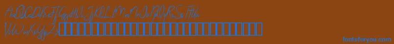 Шрифт Arthegos Demo – синие шрифты на коричневом фоне