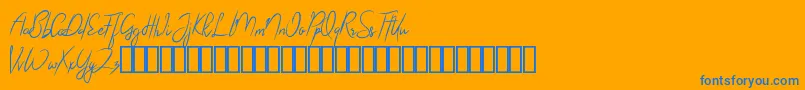 Arthegos Demo-Schriftart – Blaue Schriften auf orangefarbenem Hintergrund