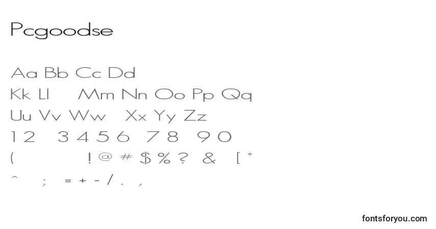 Fuente Pcgoodserif - alfabeto, números, caracteres especiales