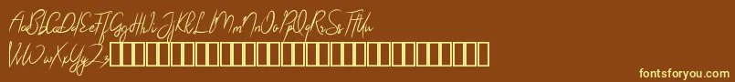 Arthegos Demo-Schriftart – Gelbe Schriften auf braunem Hintergrund