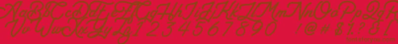 Arthington-Schriftart – Braune Schriften auf rotem Hintergrund