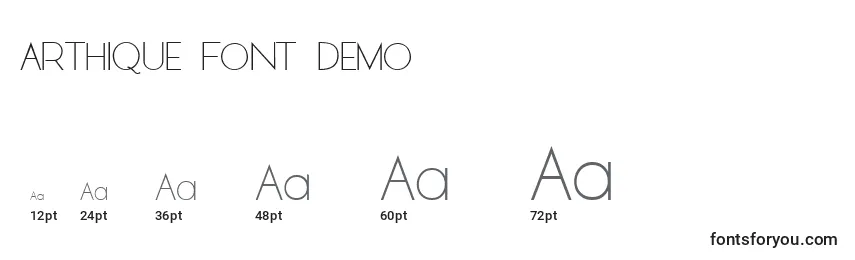 ARTHIQUE FONT DEMO Font Sizes