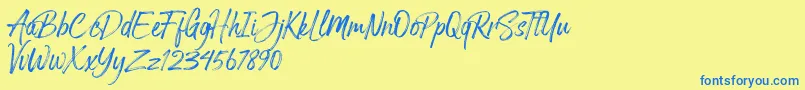 Arthur Hill Font – Blue Fonts on Yellow Background