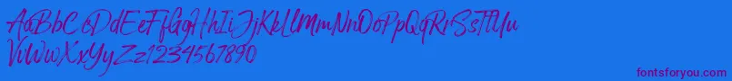 Arthur Hill Font – Purple Fonts on Blue Background