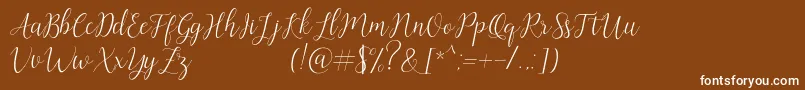 Weitere Informationen zur Artilla-Schriftart Artilla-Schriftart – Weiße Schriften auf braunem Hintergrund