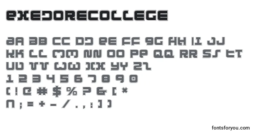 ExedoreCollege-fontti – aakkoset, numerot, erikoismerkit