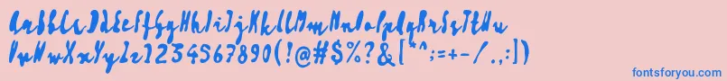 フォントArtisoya Three – ピンクの背景に青い文字