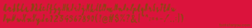 Artisoya Three-Schriftart – Braune Schriften auf rotem Hintergrund