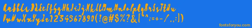 Artisoya Three Font – Orange Fonts on Blue Background