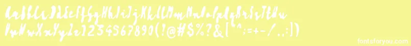 Шрифт Artisoya Three – белые шрифты на жёлтом фоне