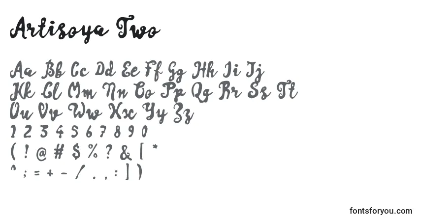 A fonte Artisoya Two – alfabeto, números, caracteres especiais