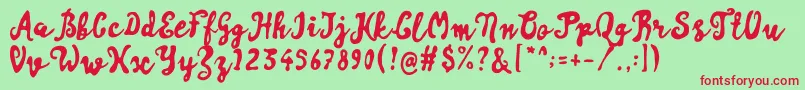 Artisoya Two Font – Red Fonts on Green Background