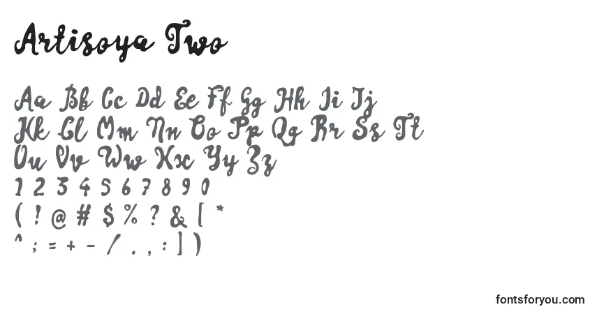 Schriftart Artisoya Two (120034) – Alphabet, Zahlen, spezielle Symbole