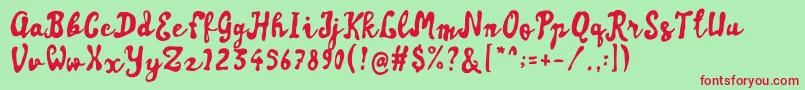 Artisoya Font – Red Fonts on Green Background