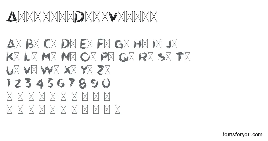 Czcionka ArtistikDemoVersio – alfabet, cyfry, specjalne znaki