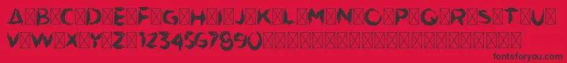 Fonte ArtistikDemoVersio – fontes pretas em um fundo vermelho