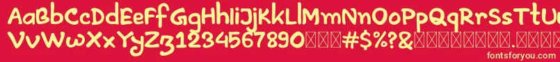 Artless Demo Font – Yellow Fonts on Red Background