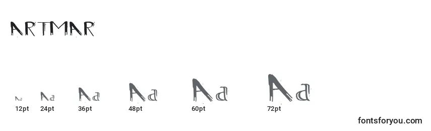 Размеры шрифта ARTMAR