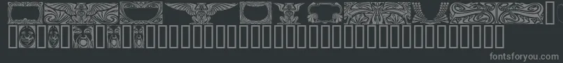ARTNH   -fontti – harmaat kirjasimet mustalla taustalla