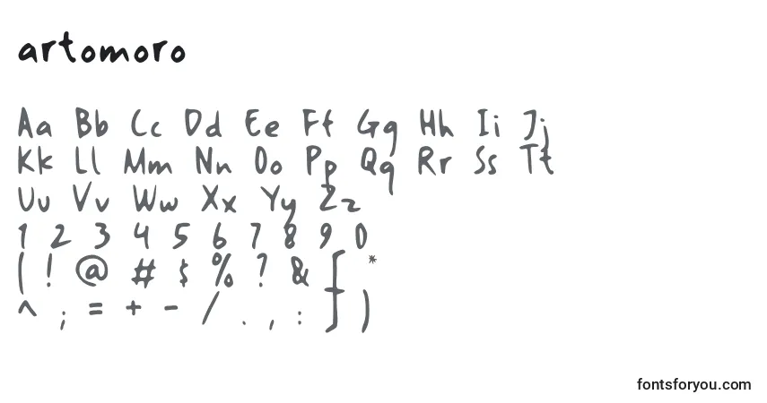 Czcionka Artomoro – alfabet, cyfry, specjalne znaki
