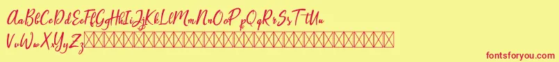 Artopyl Demo-Schriftart – Rote Schriften auf gelbem Hintergrund