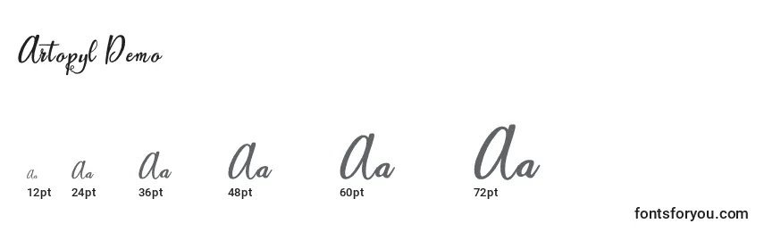 Artopyl Demo Font Sizes