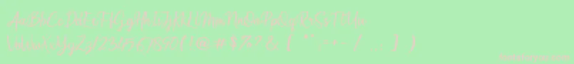 Arumdalu-fontti – vaaleanpunaiset fontit vihreällä taustalla