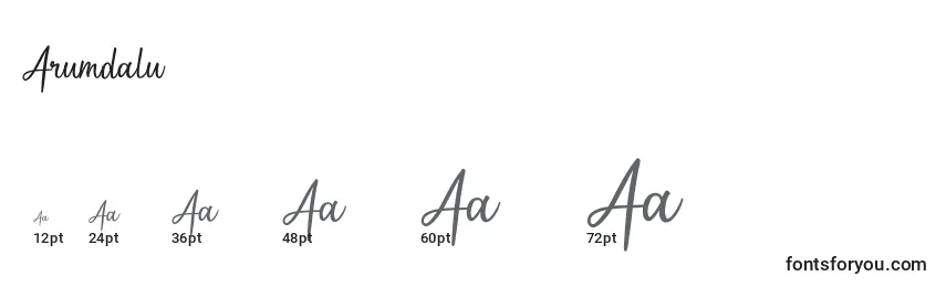 Размеры шрифта Arumdalu