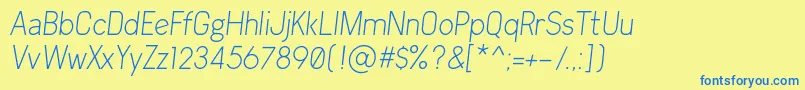 Arvin Light Italic Font – Blue Fonts on Yellow Background