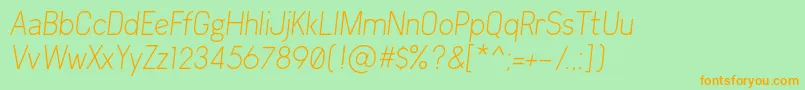 Arvin Light Italic-Schriftart – Orangefarbene Schriften auf grünem Hintergrund