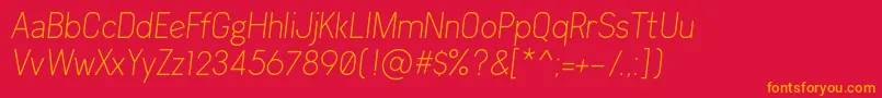 フォントArvin Light Italic – 赤い背景にオレンジの文字