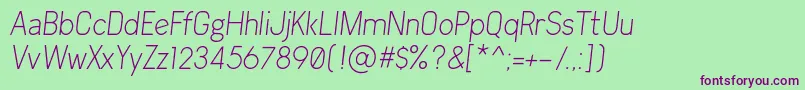 Arvin Light Italic Font – Purple Fonts on Green Background
