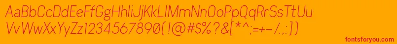 Arvin Light Italic-Schriftart – Rote Schriften auf orangefarbenem Hintergrund