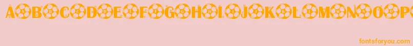 KickOff-Schriftart – Orangefarbene Schriften auf rosa Hintergrund