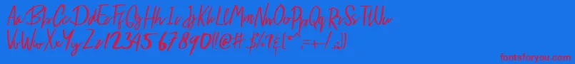 Arya-Schriftart – Rote Schriften auf blauem Hintergrund