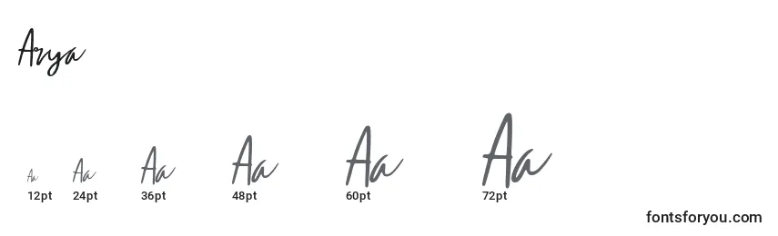 Размеры шрифта Arya