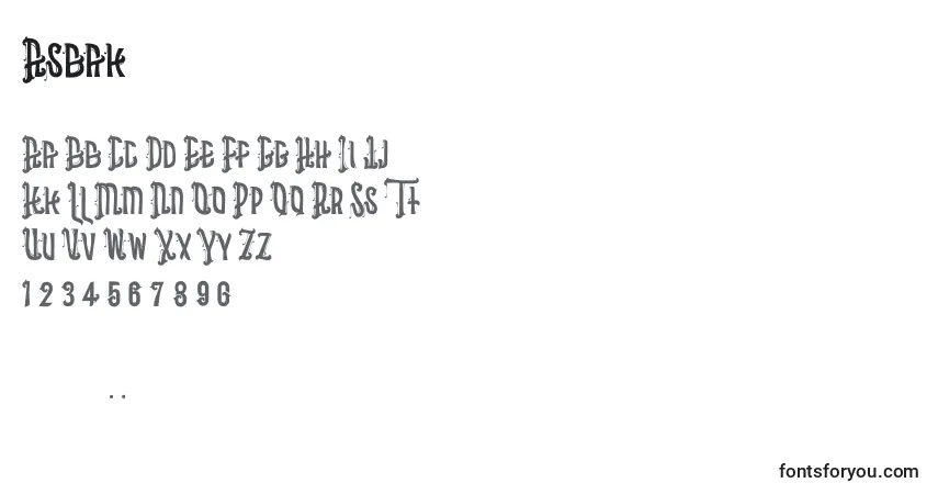 Шрифт Asbak – алфавит, цифры, специальные символы